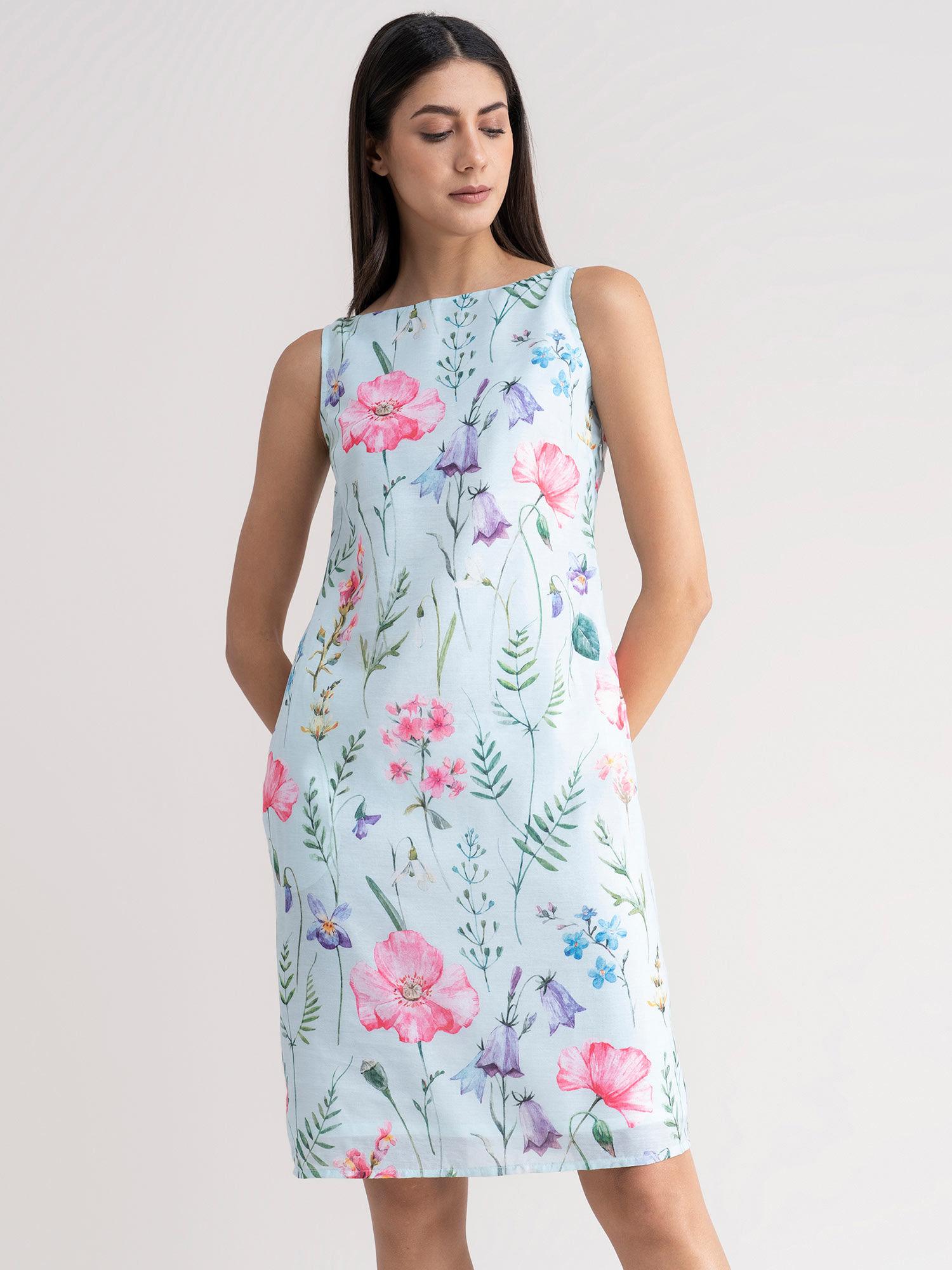 chanderi floral dress - sap green