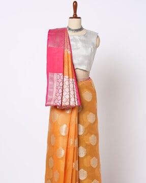 chanderi saree with floral woven motifs