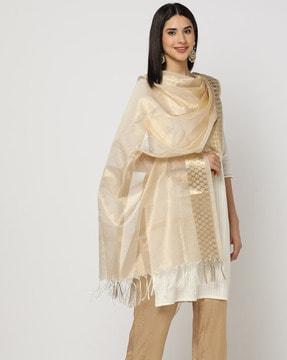 chanderi silk dupatta with tassels