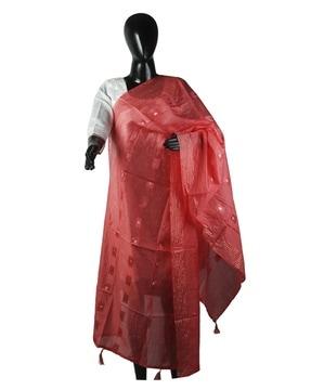 chanderi silk dupatta with zari woven motifs