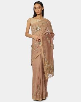 chanderi silk saree with embellishment