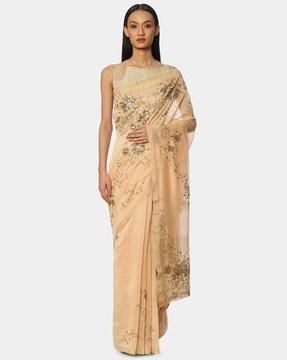 chanderi silk saree with embellishment