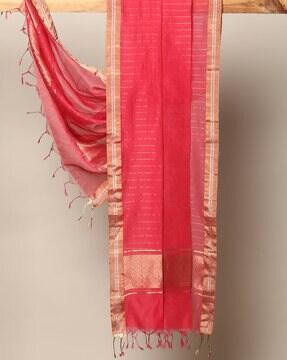 chanderi woven dupatta with fringed edges