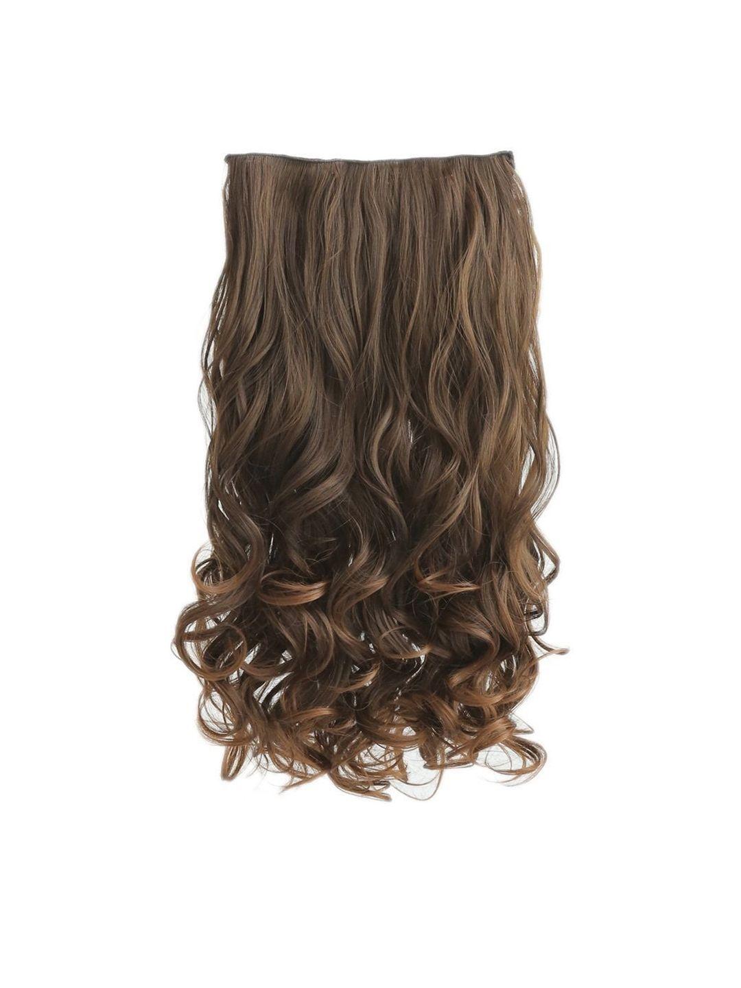 chanderkash 5 clips based 24 inch curly & wavy full head hair extension - brown