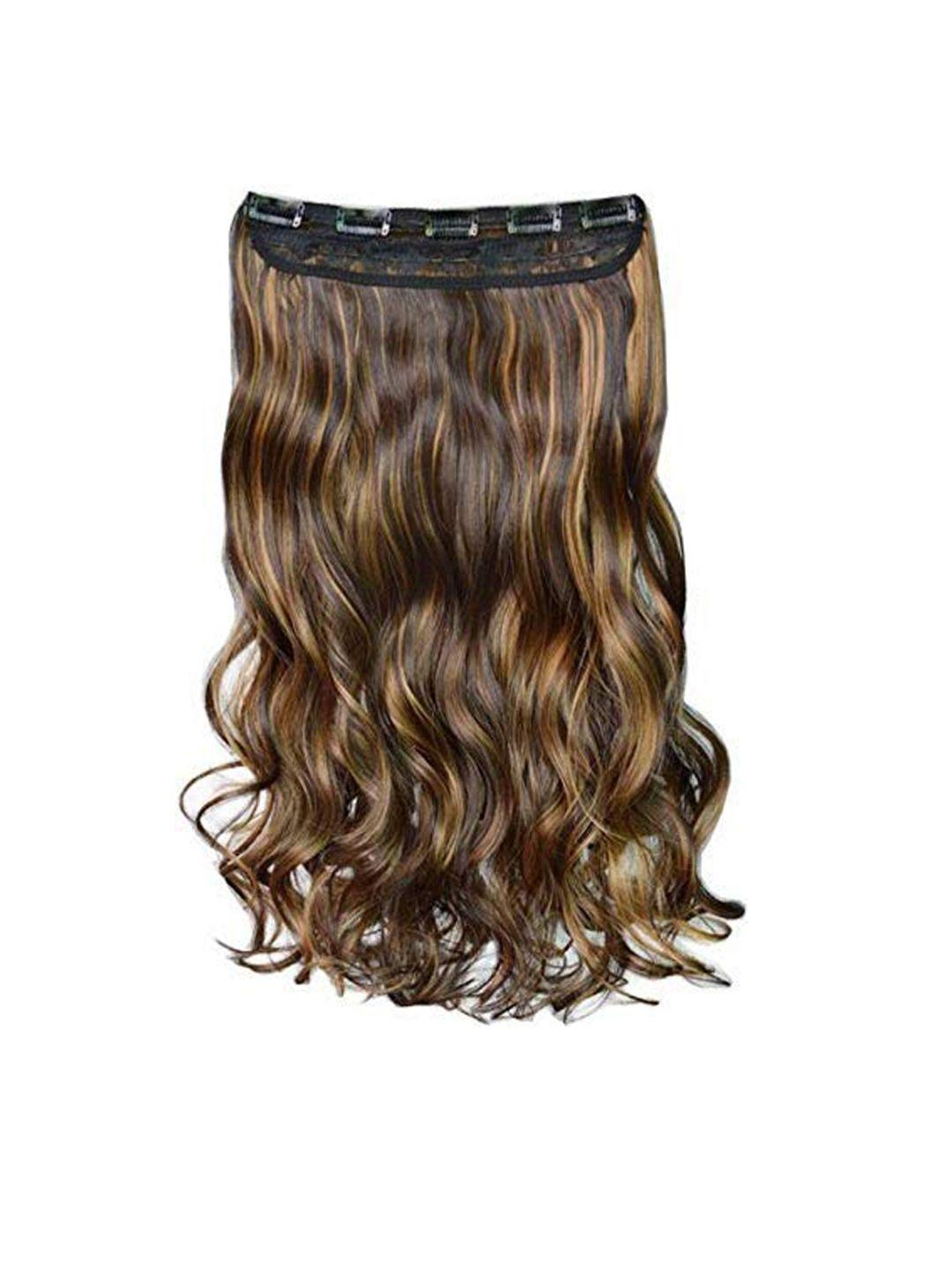 chanderkash 5 clips based golden synthetic nylon highlight curly extension hair wig