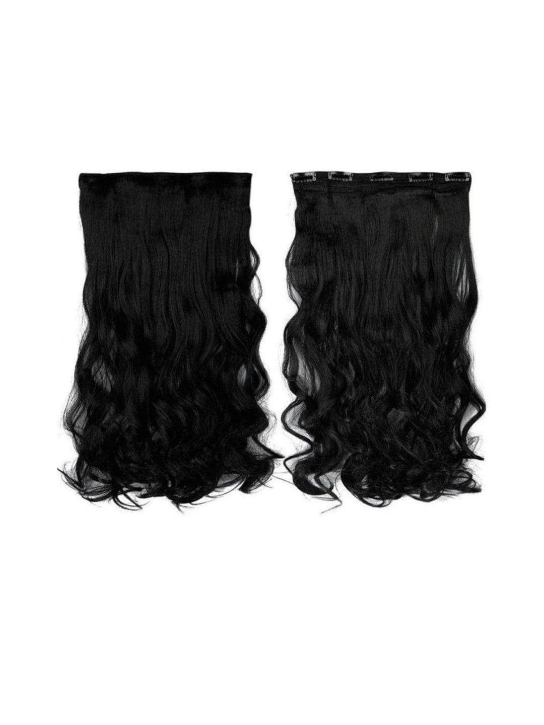 chanderkash 5clips based natural curly synthetic nylon hair extension - black