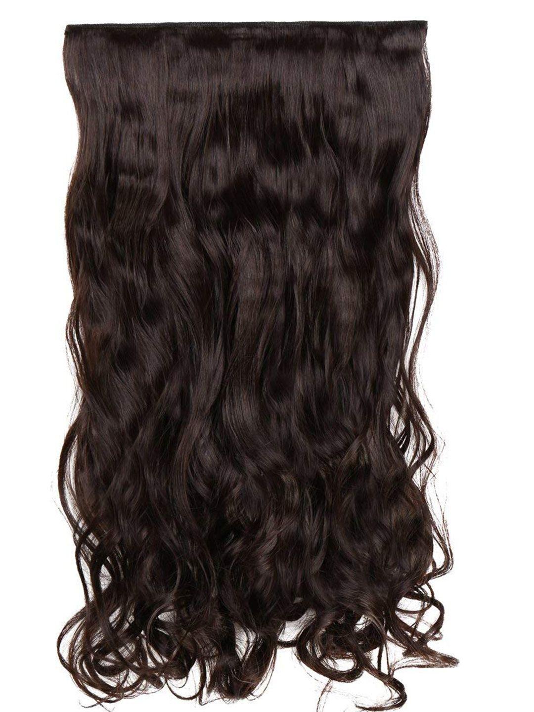 chanderkash dark brown 5 clip lightweight curly wavy nylon & synthetic hair extension