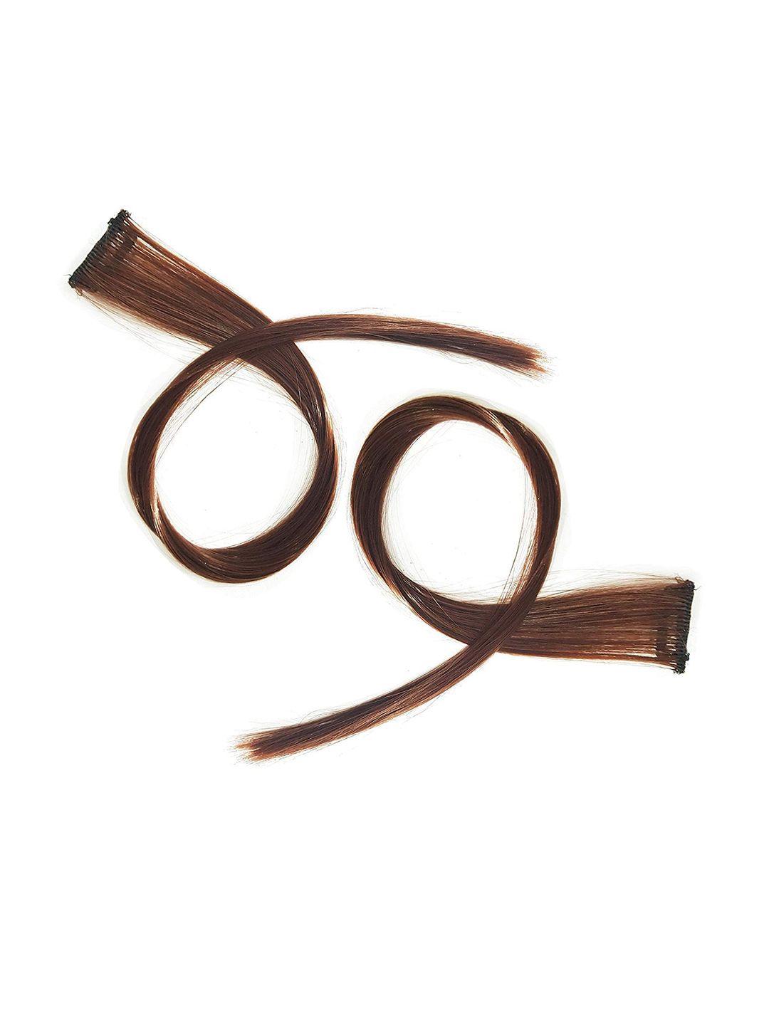 chanderkash set of 2 straight single clip streak color hair extension - golden brown