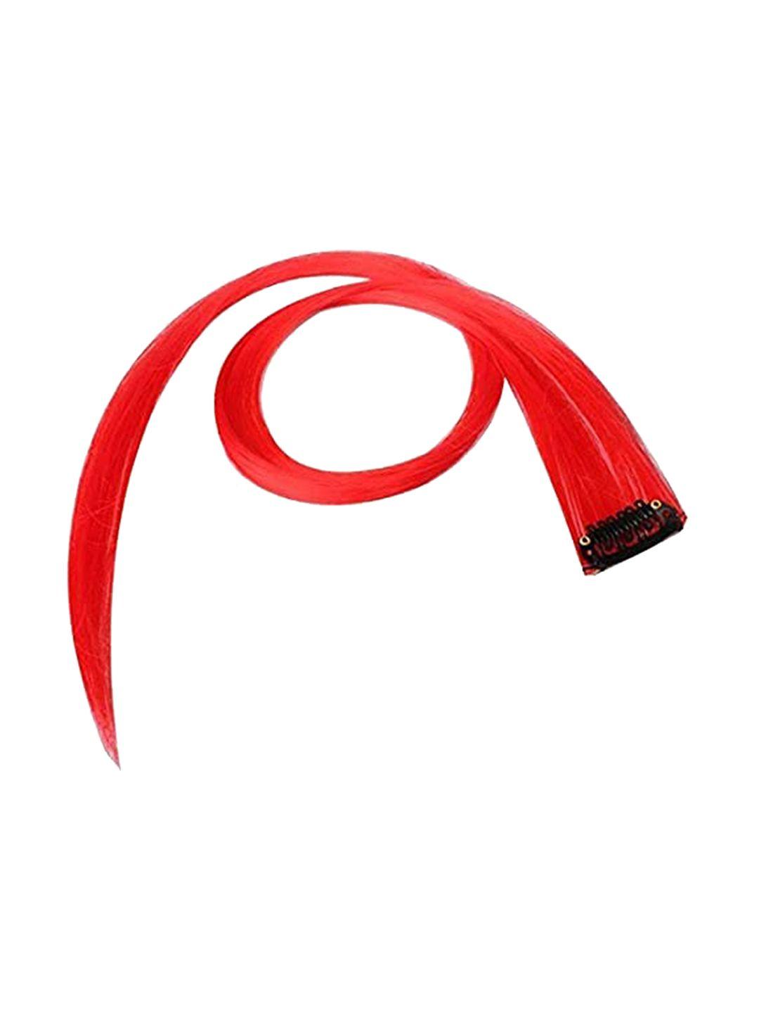 chanderkash set of 2 straight single clip streak color hair extension - red