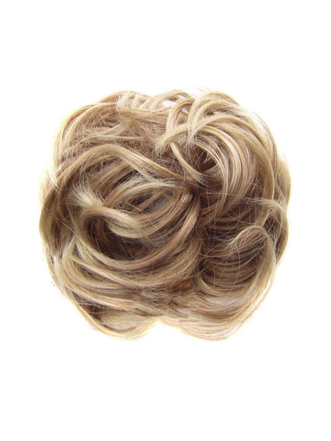 chanderkash synthetic nylon messy hair bun extensions scrunchies - gold