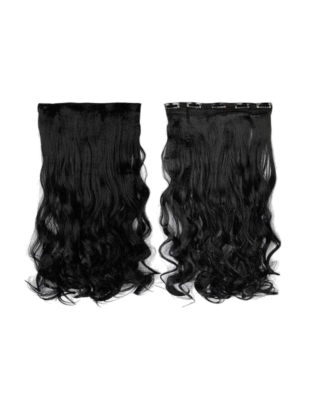 chanderkash women 5 clips based 24 inches synthetic curly hair extensions - black