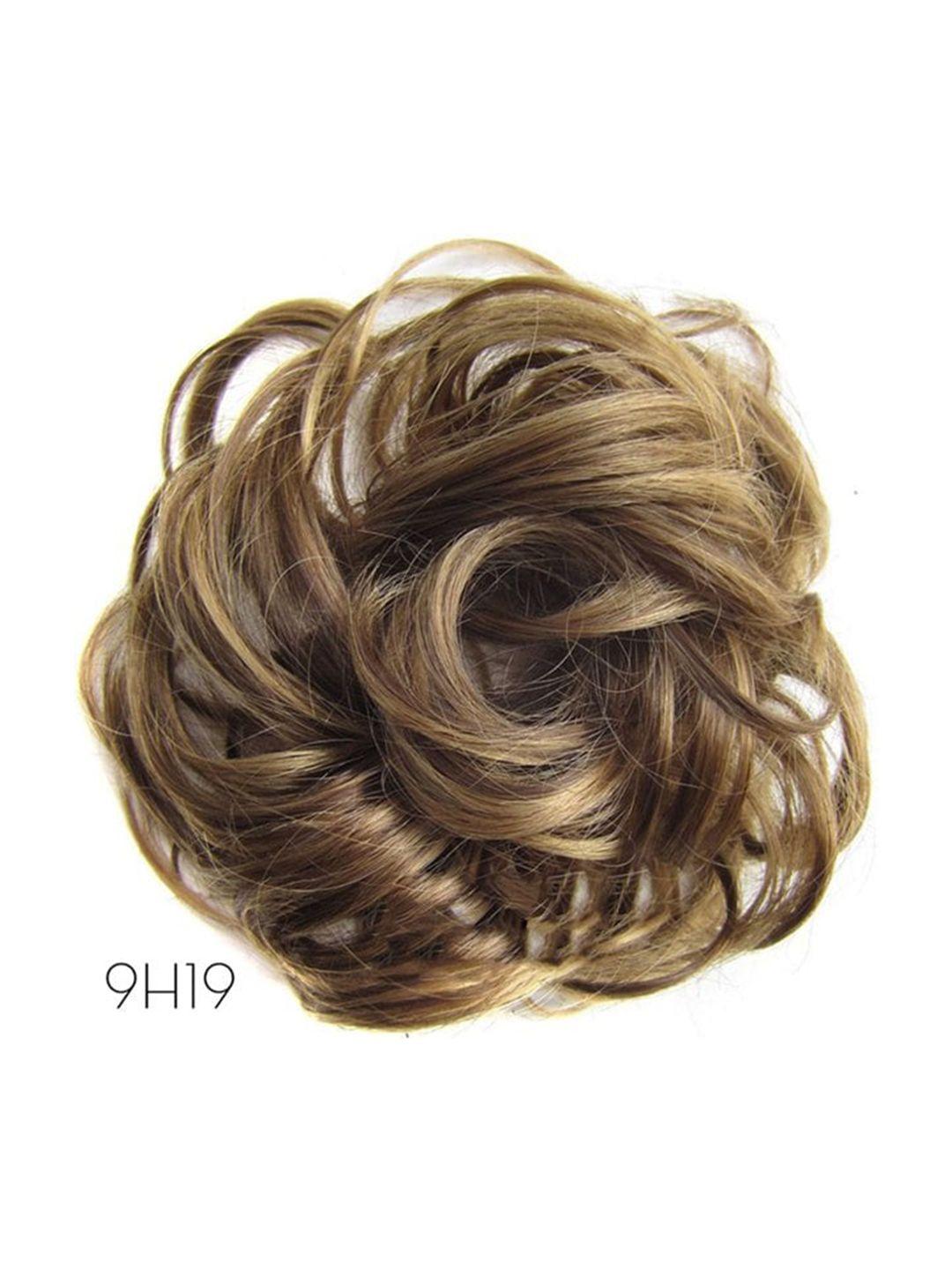 chanderkash women synthetic messy bun hair extension scrunchies - golden