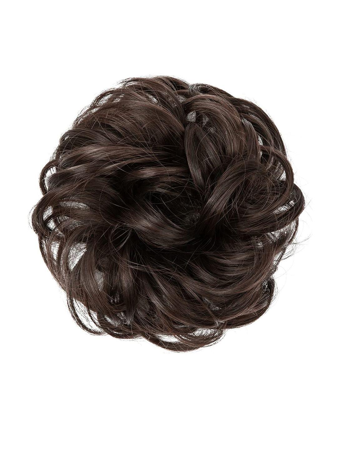 chanderkash women synthetic messy bun wavy curly hair extension scrunchies - natural brown