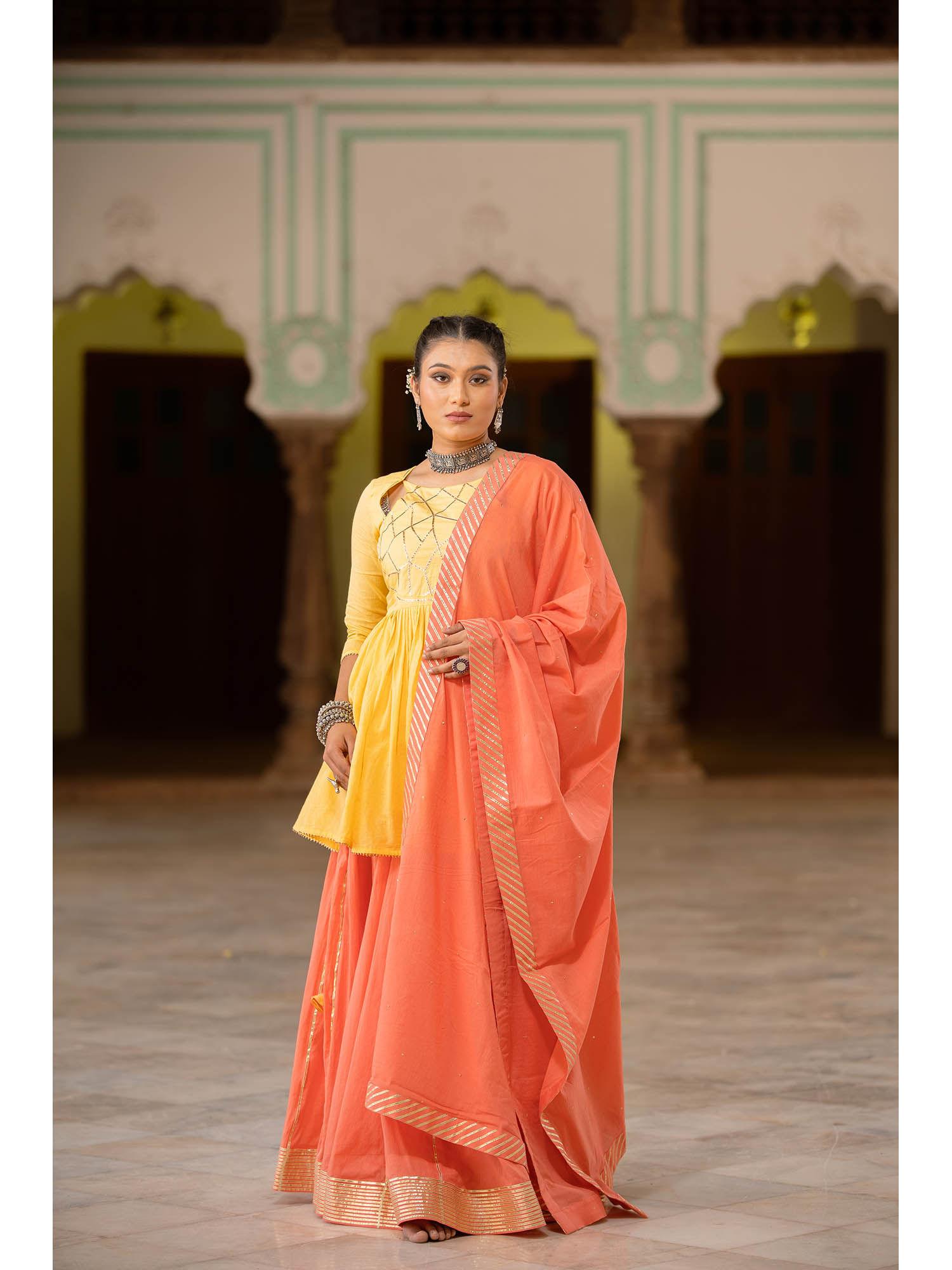 chandni coral mulmul cotton kalidar ghaghra