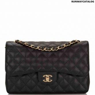 chanel black quilted caviar jumbo classic double flap bag