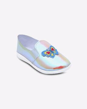 changing rainbow slip-ons with butterfly applique