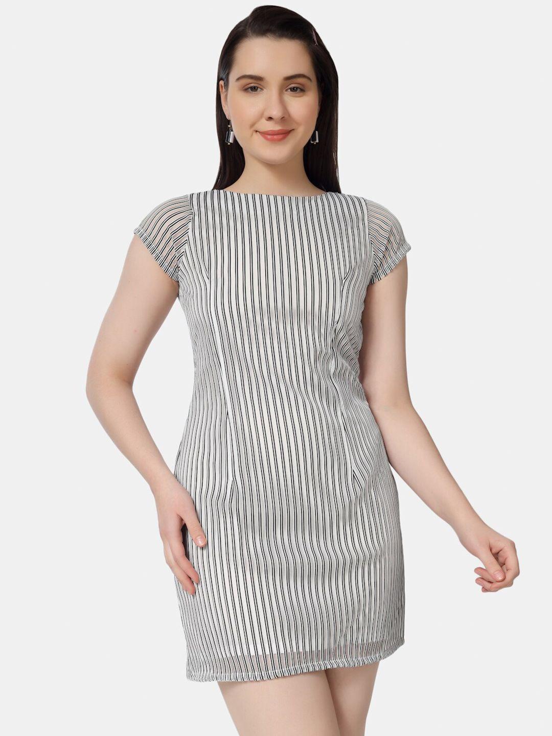 chanira la parezza black striped sheath mini dress
