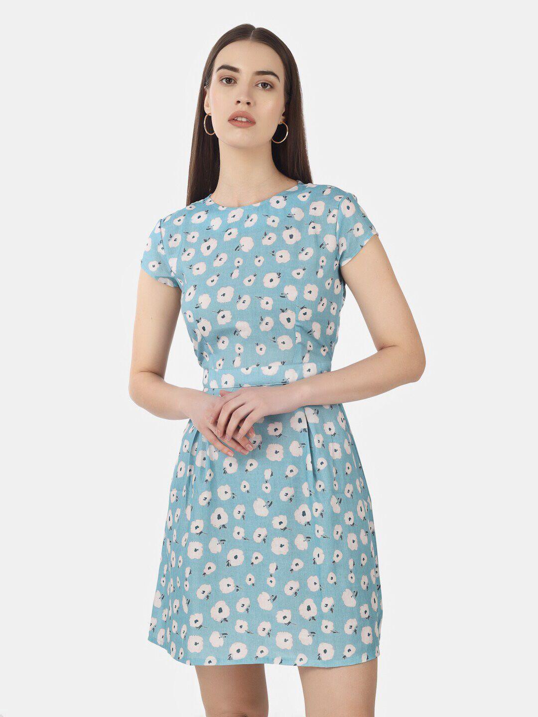 chanira la parezza floral fit and flare boat neck dress