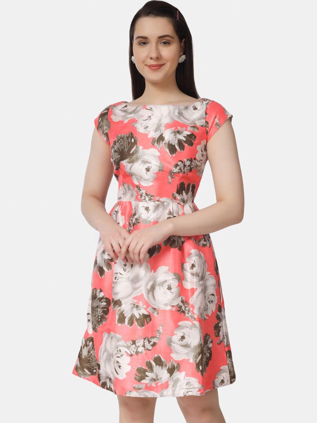 chanira la parezza floral printed fit & flare dress