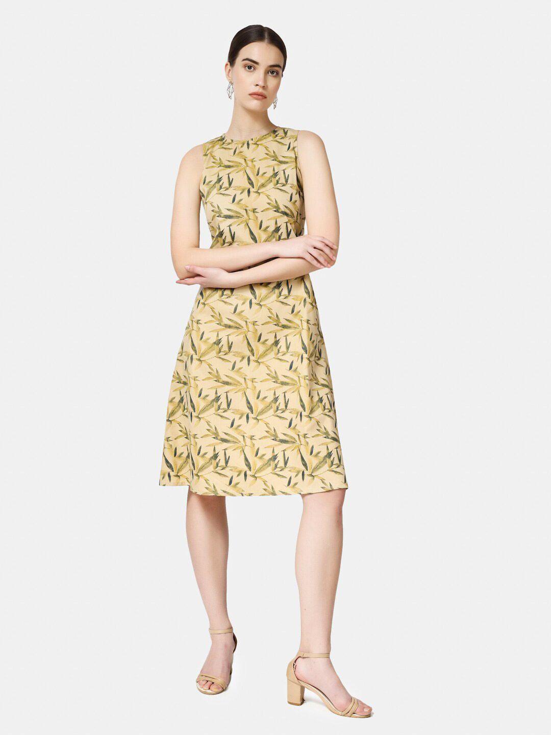 chanira la parezza tropical printed sleeveless a-line dress