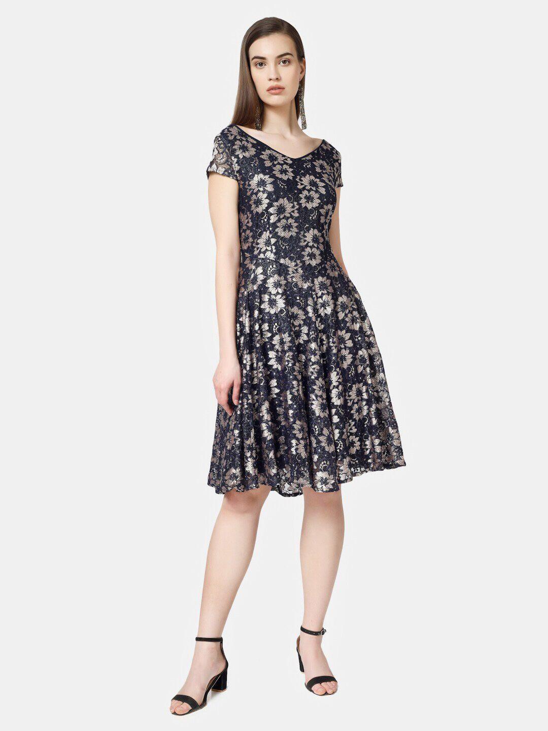 chanira la parezza v neck fit and flare dress