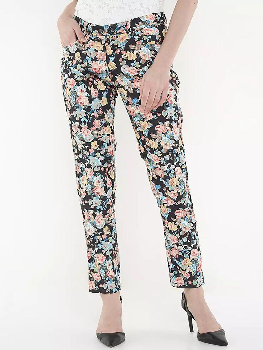 chanira la parezza women floral printed slim fit trousers
