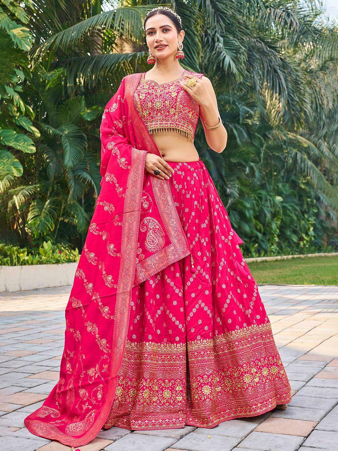 chansi embroidered thread work ready to wear lehenga & blouse with dupatta