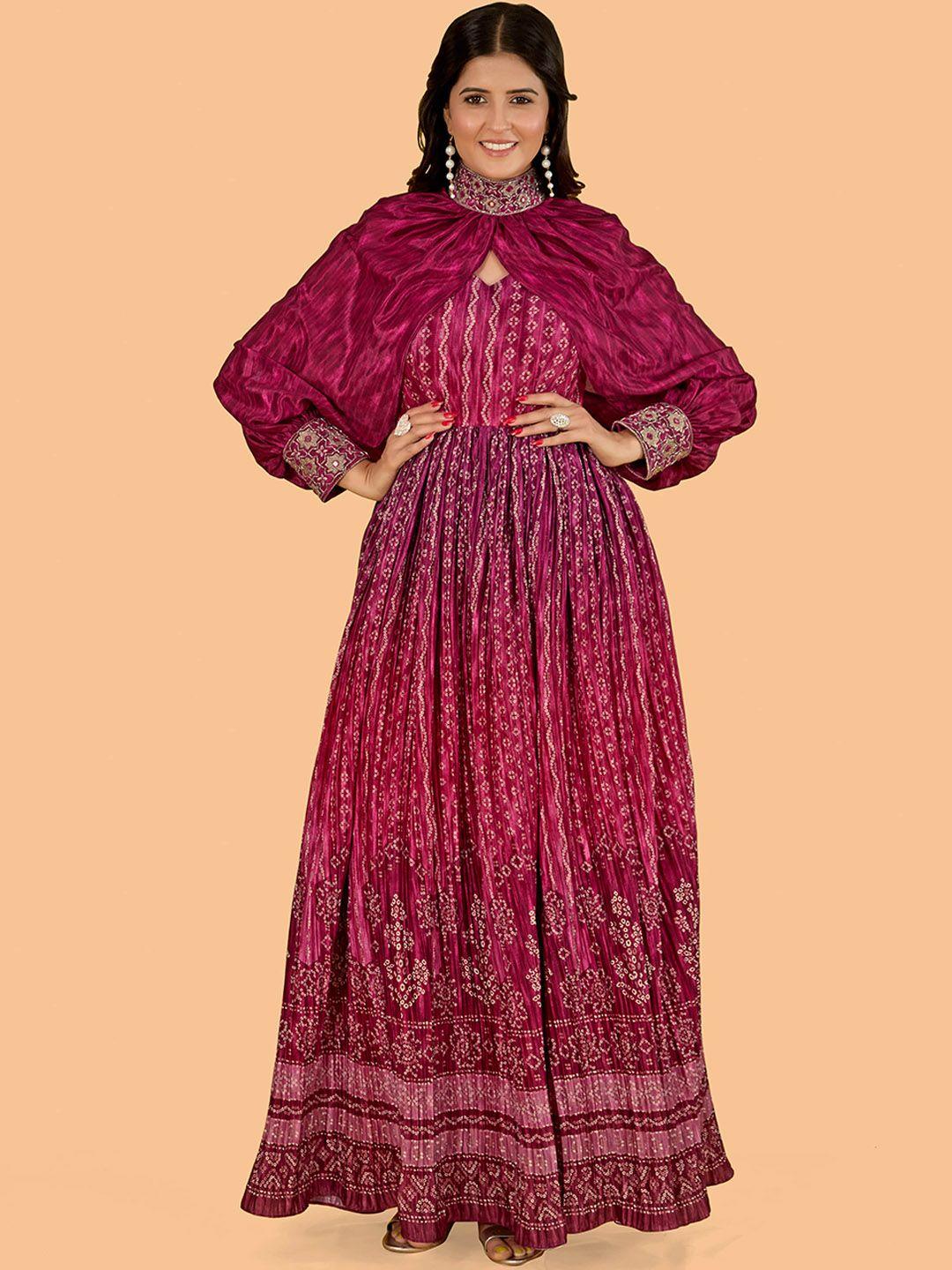 chansi ethnic motifs printed fit & flare ethnic dress