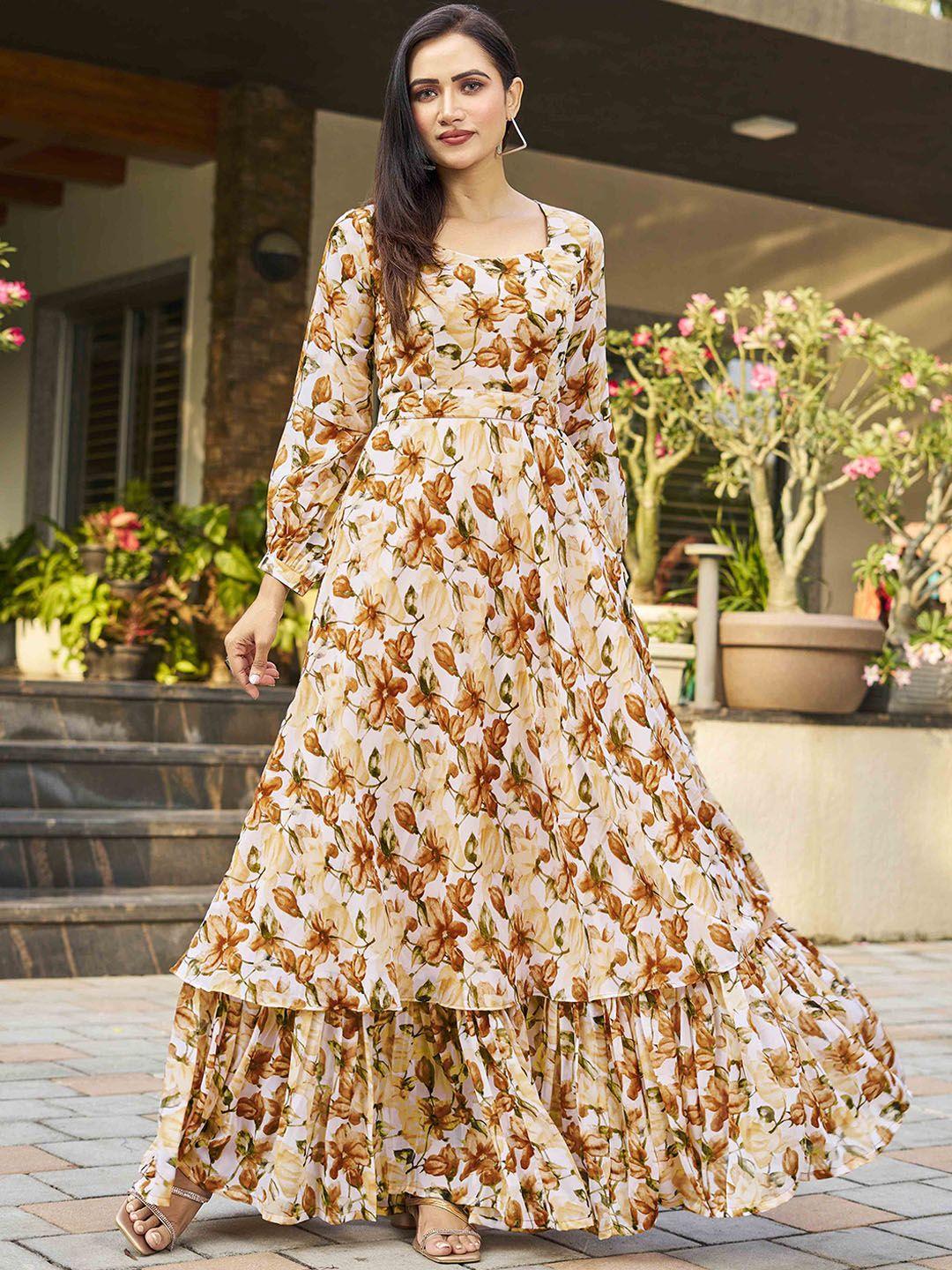chansi floral printed layered gown maxi ethnic dress