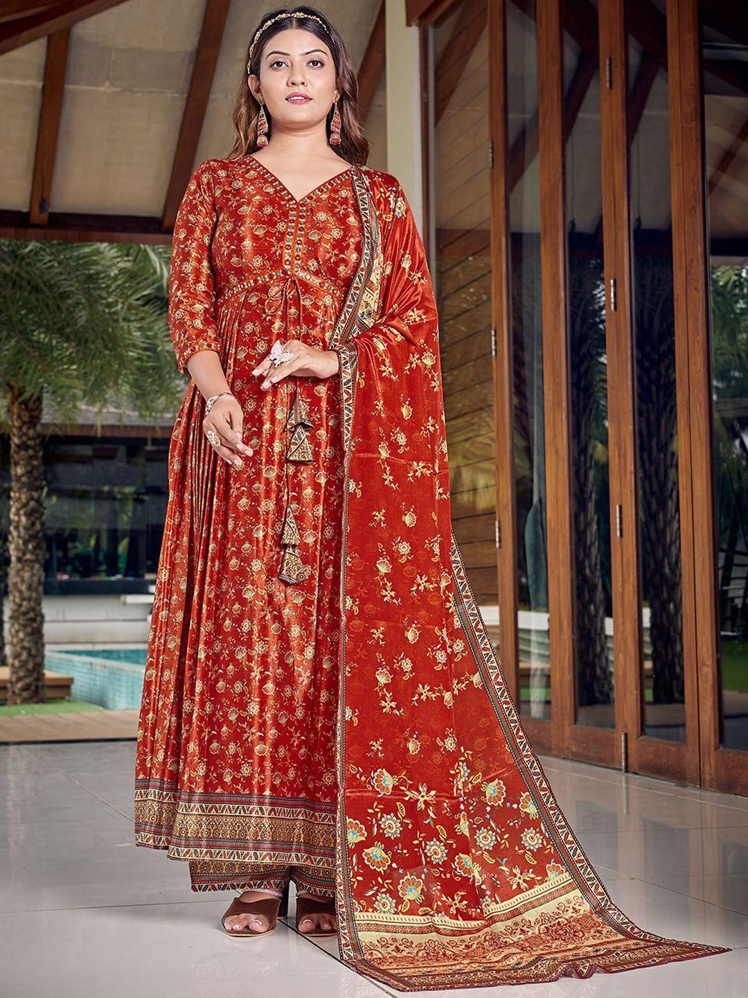 chansi ethnic motifs printed empire kurta with palazzos & dupatta