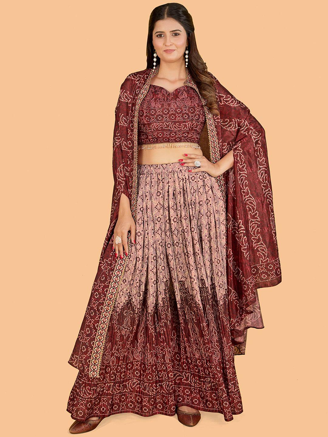 chansi ethnic motifs printed gotta patti regular top with palazzos & shrug