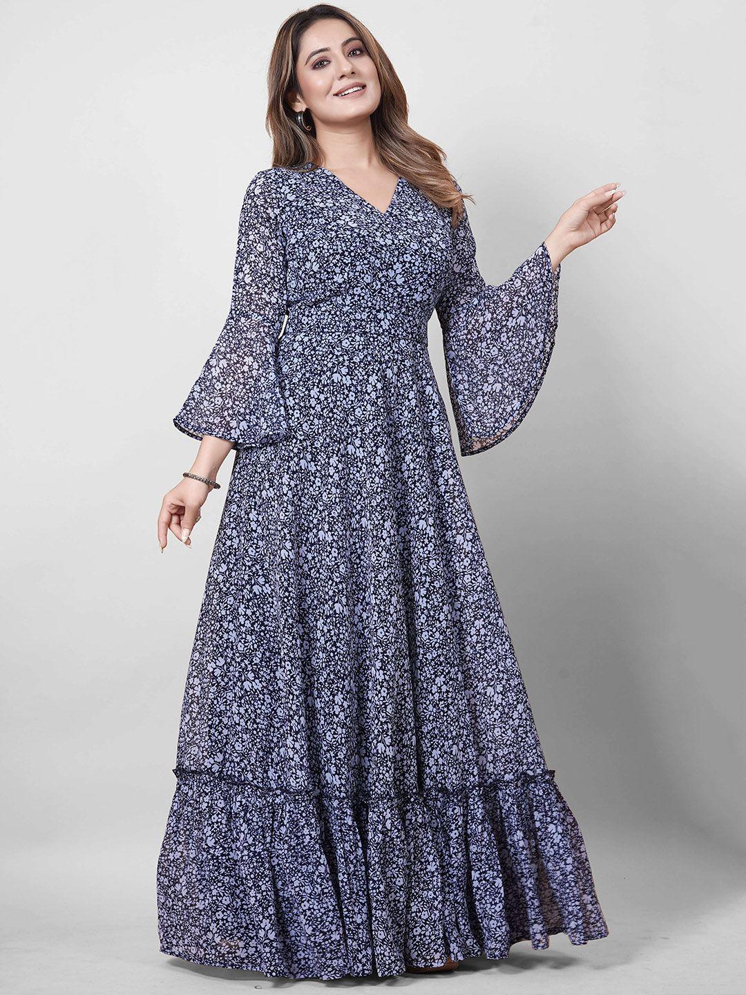 chansi floral printed georgette maxi ethnic gown