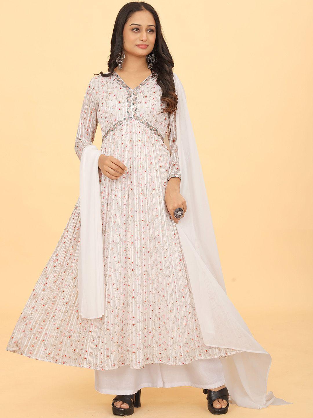 chansi floral printed regular kurta with palazzos & dupatta