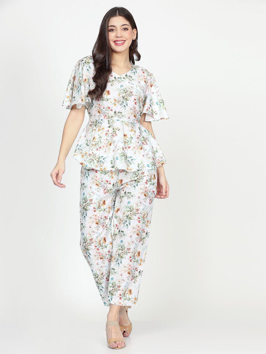 chanting blue muslin bell sleeve angrakha top & trousers