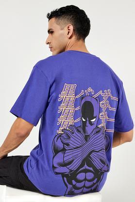 character print jersey round neck men's t-shirt - violet