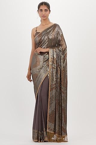 charcoal chiffon saree set