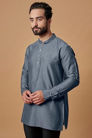 charcoal grey cotton silk shirt kurta