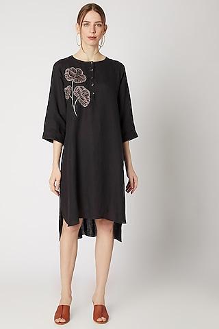 charcoal grey embroidered tunic