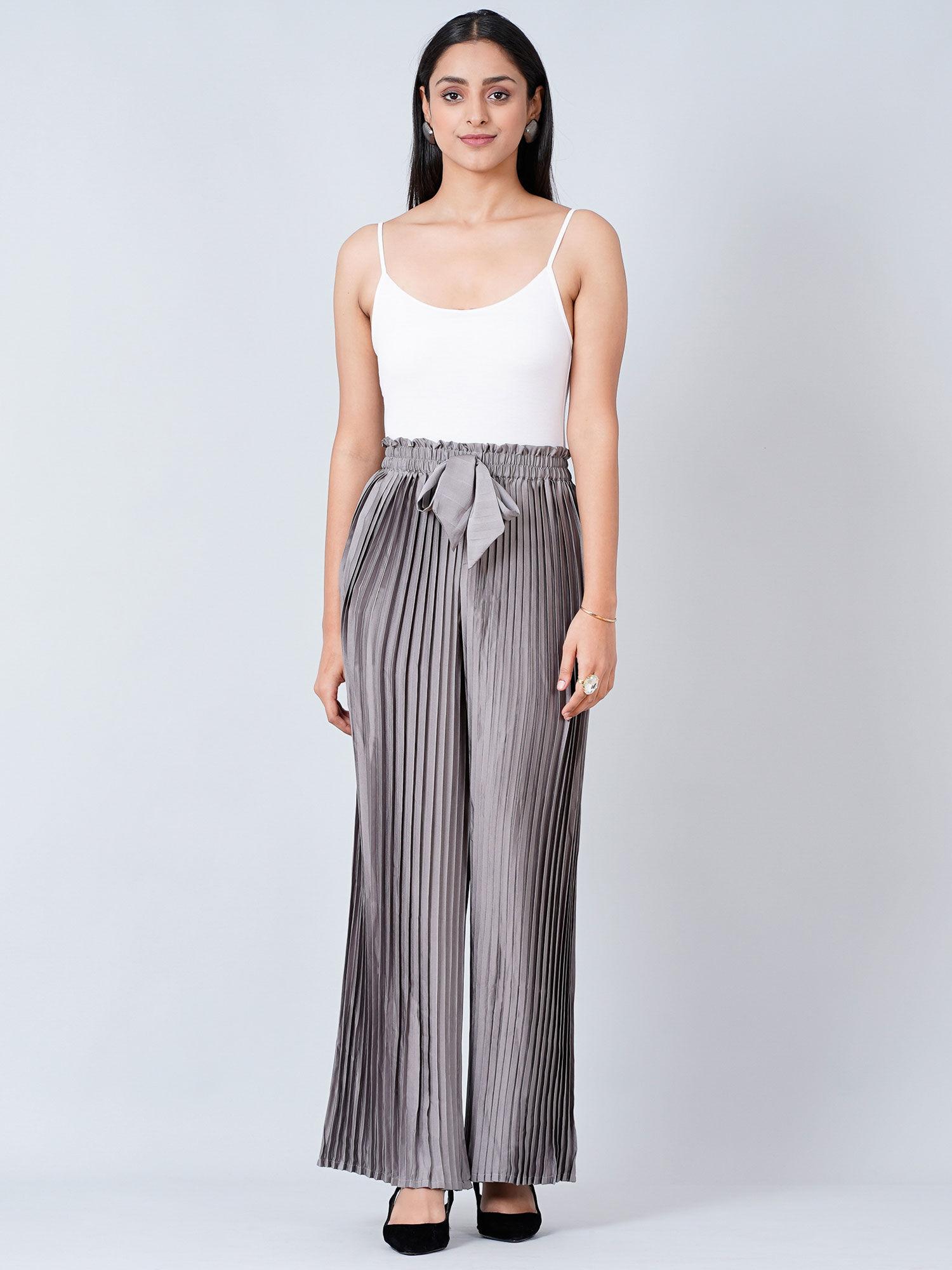 charcoal grey pleated palazzo