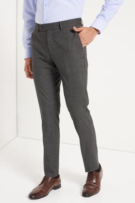 charcoal grey slim fit stretch formal pants - charcoal