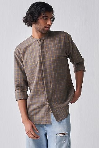 charcoal handloom cotton checkered shirt