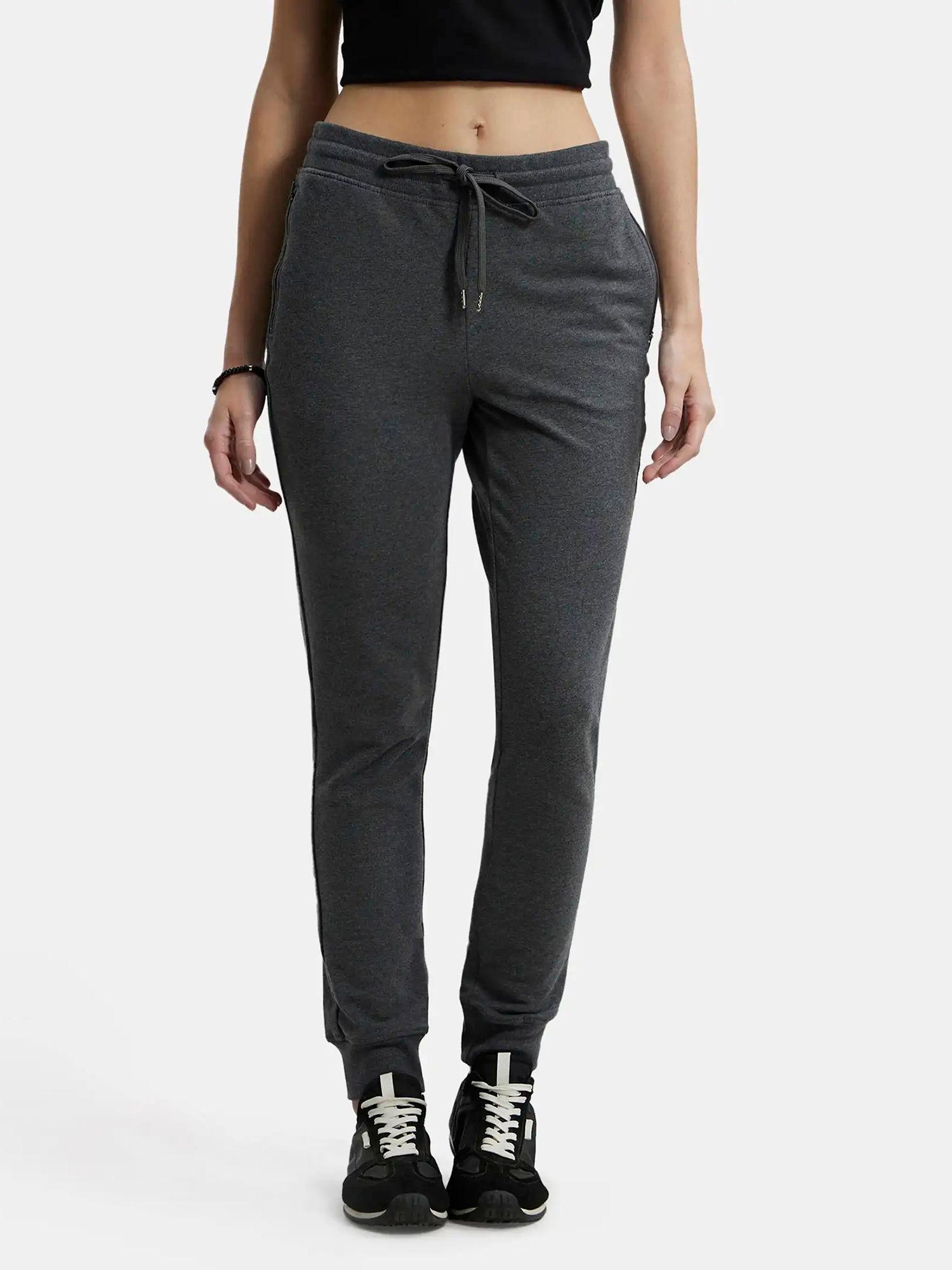 charcoal melange cuffed track pant - style number - 1323