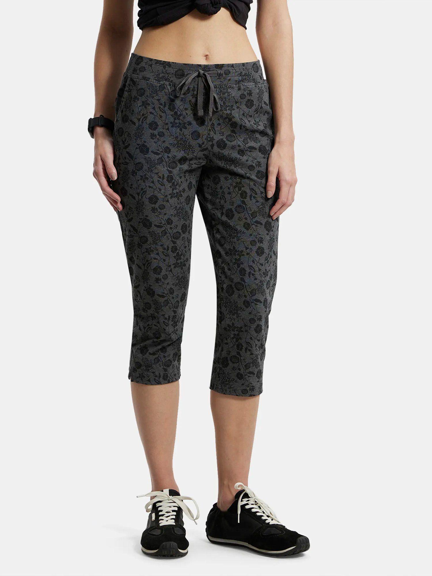 charcoal printed capri pants - style number - 1300