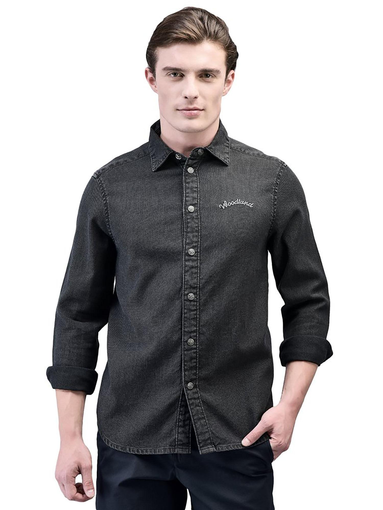 charcoal solid casual shirt