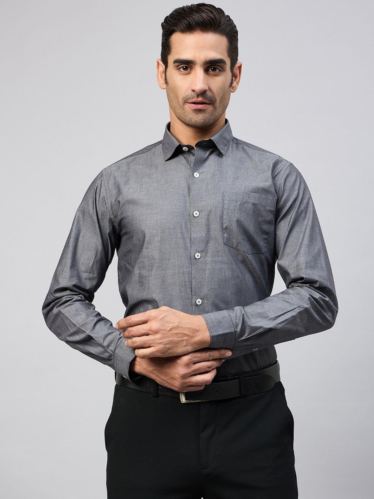 charcoal solid formal shirt