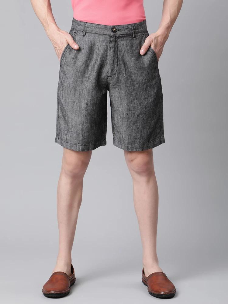 charcoal solid regular fit shorts