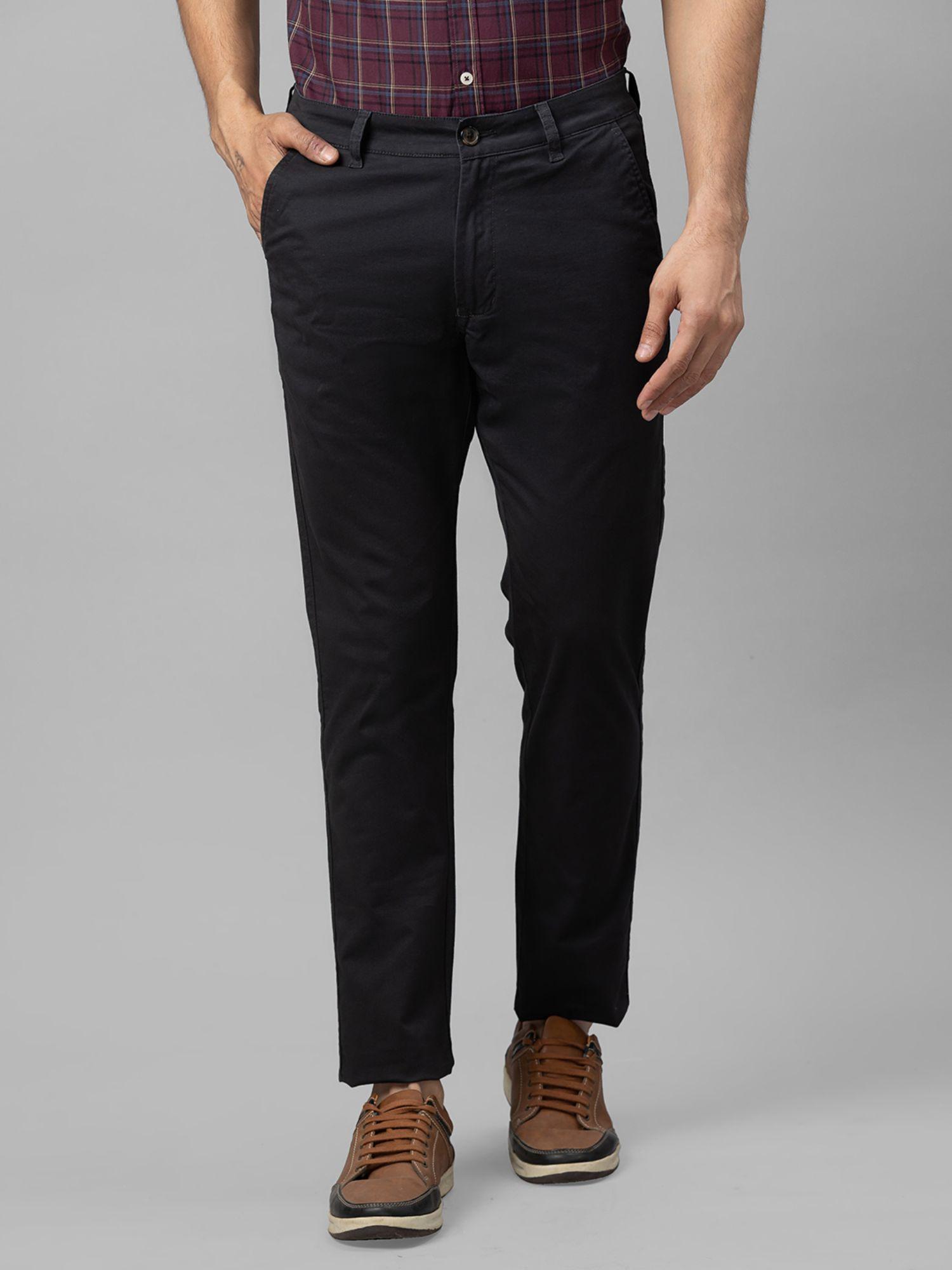 charcoal solid slim fit casual chinos