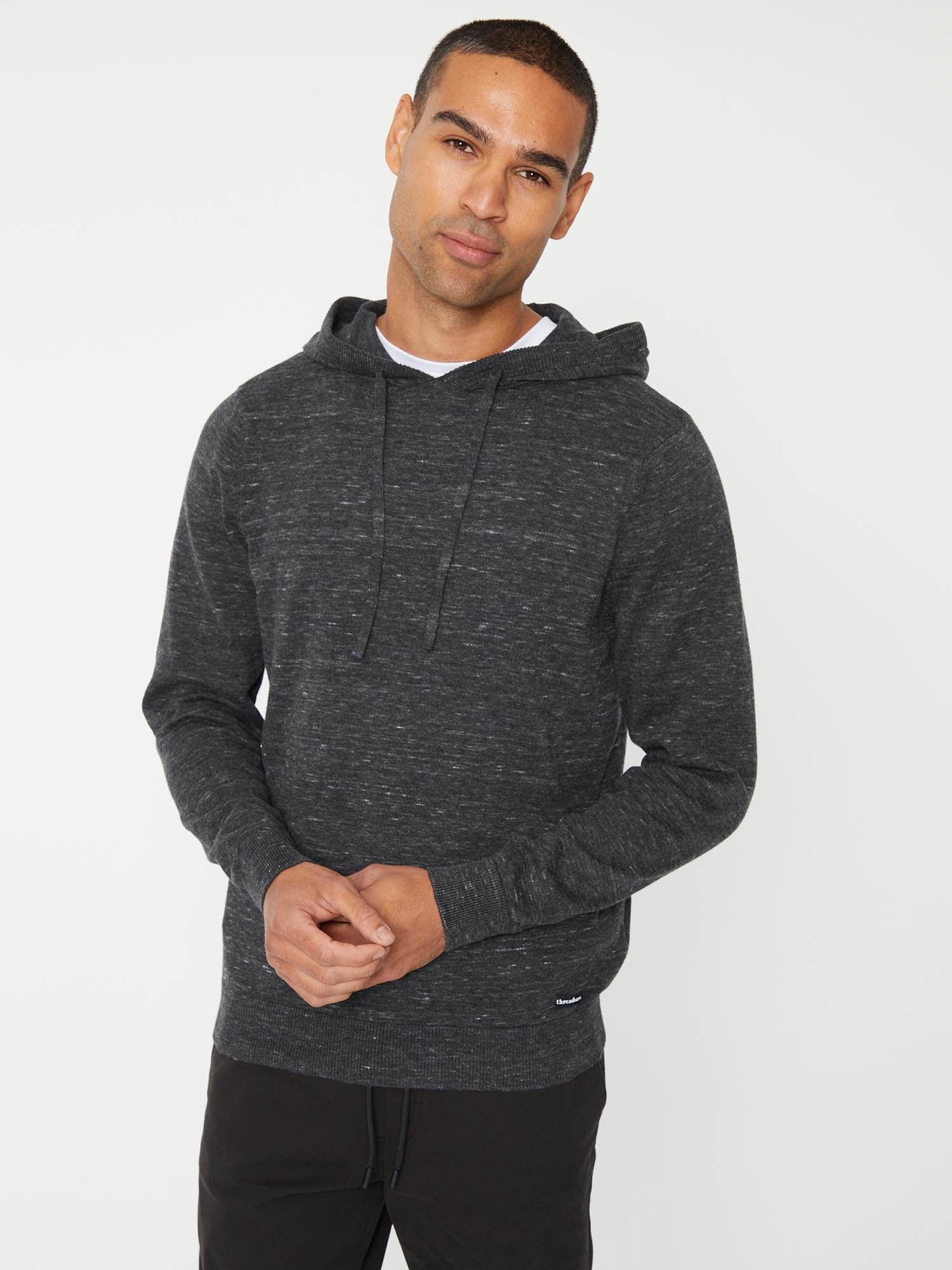 charcoal space dye knitted hoodie