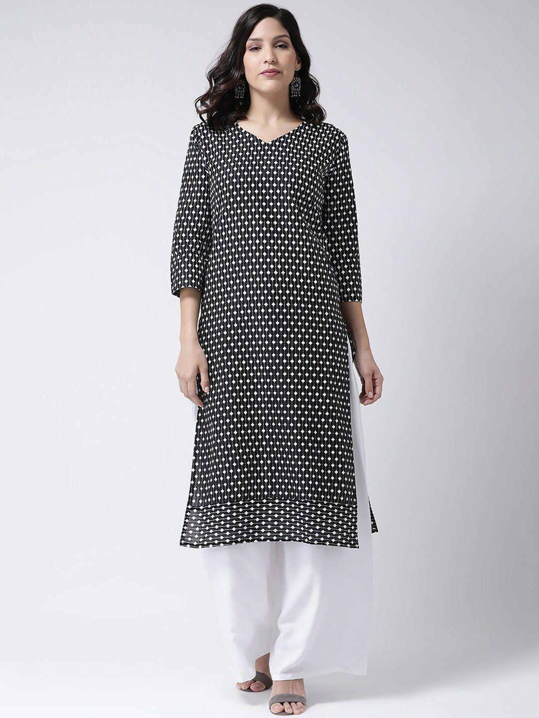 charitra v-neck ethnic motifs printed kurta with palazzos