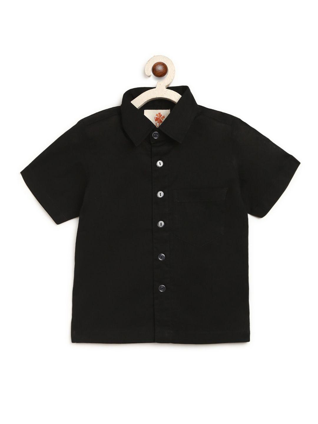 charkhee boys black comfort casual shirt